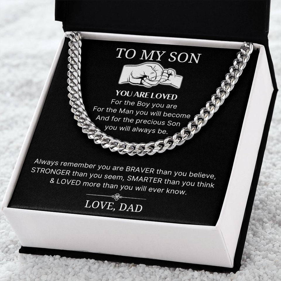 Loved More Than You Will Ever Know - Length Adjustable Cuban Link Chain For Son