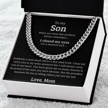 A Man Stood Where A Boy Used to Be - Length Adjustable Cuban Link Chain For Son