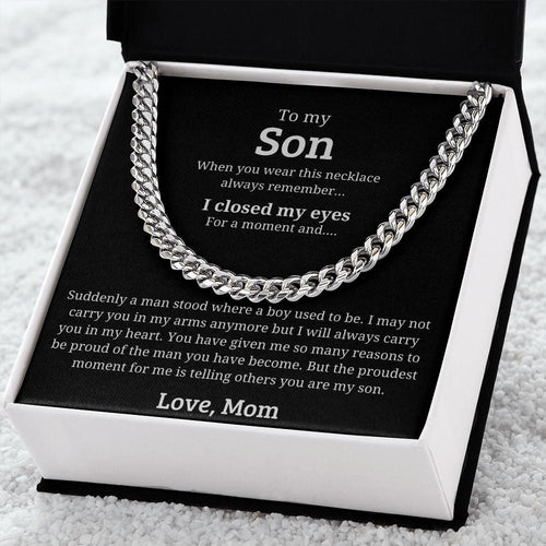 A Man Stood Where A Boy Used to Be - Length Adjustable Cuban Link Chain For Son