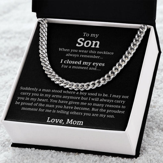 A Man Stood Where A Boy Used to Be - Length Adjustable Cuban Link Chain For Son