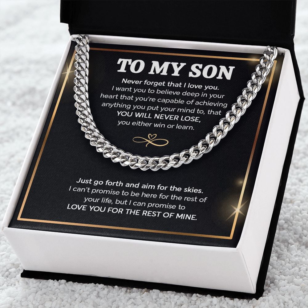 To My Son I Just Go Forth And Aim For The Skies I Cuban Link Chain Necklace