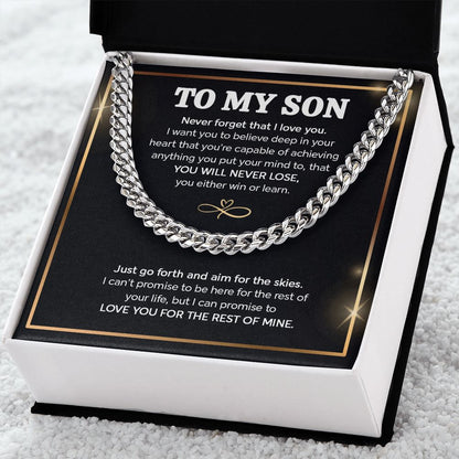 To My Son I Just Go Forth And Aim For The Skies I Cuban Link Chain Necklace