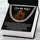 Necklace for Dad From Daughter, You Will Always Be My Greatest Hero, Birthday Gift, Father's Day Gift for Dad, Cuban Link Chain Necklace