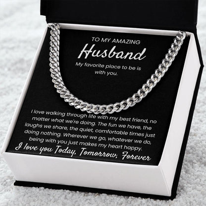 Being With You - Length Adjustable Cuban Link Chain For Husband