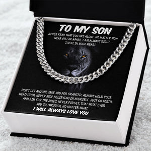 My Son | Never Fear - Cuban Link Chain Gift For Mom, necklace For Wife, Gift For Mother's Day