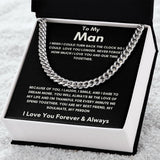 To My Man - Cuban Link Chain - Because of You - Black Card Gift For Mom, necklace For Wife, Gift For Mother's Day