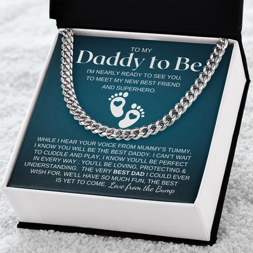 Gold Cuban Link Chain, Necklace, Jewelry, Quotes To My Daddy To Be, Father's Day Gift From Bump
