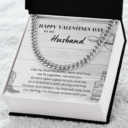 Happy Valentine's Day To My Husband Cuban Link Chain Necklace Gift For Mom, necklace For Wife, Gift For Mother's Day
