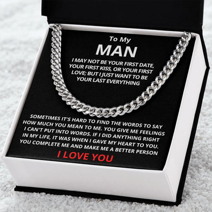To My Man Cuban Link Chain (Stainless Steel) Gift For Mom, necklace For Wife, Gift For Mother's Day