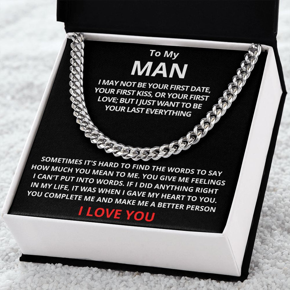 To My Man Cuban Link Chain (Stainless Steel) Gift For Mom, necklace For Wife, Gift For Mother's Day