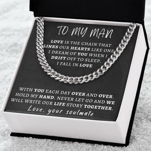 Necklace for Man - We Will Write Our Life Story Together, Birthday Gift for Man, Anniversary Gift, Cuban Link Chain Necklace