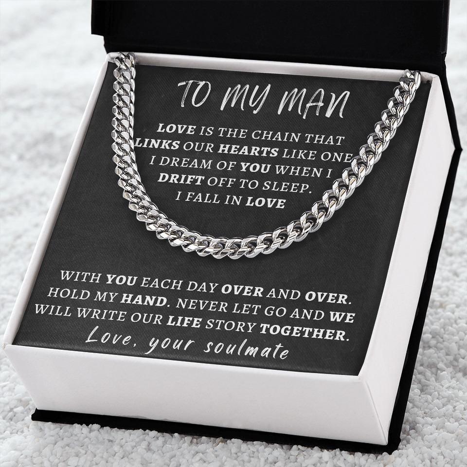 Necklace for Man - We Will Write Our Life Story Together, Birthday Gift for Man, Anniversary Gift, Cuban Link Chain Necklace