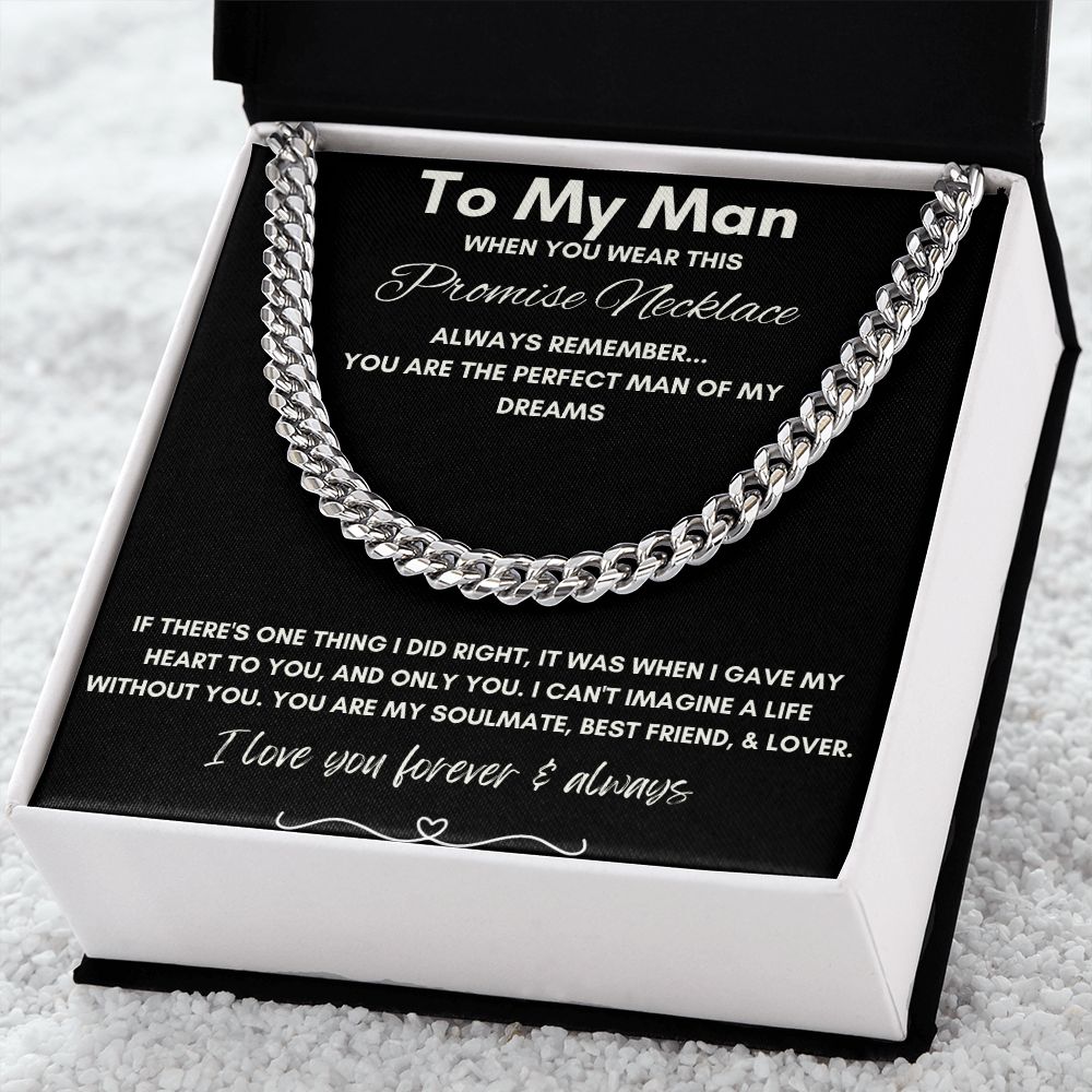To My Man - Cuban Link Chain - Promise Gift For Mom, necklace For Wife, Gift For Mother's Day