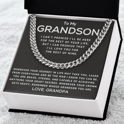 Grandson from Grandpa Necklace - Learn From Everything - Cuban Link Chain Necklace