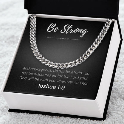 Be Strong Scripture Cuban Chain Link Necklace Gift For Mom, necklace For Wife, Gift For Mother's Day