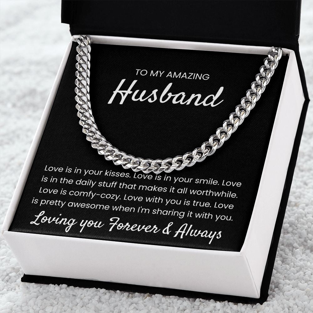 Love Is In Your Kisses - Length Adjustable Cuban Link Chain For Husband