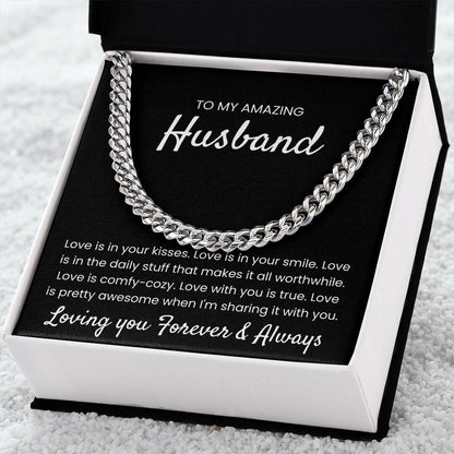 Love Is In Your Kisses - Length Adjustable Cuban Link Chain For Husband