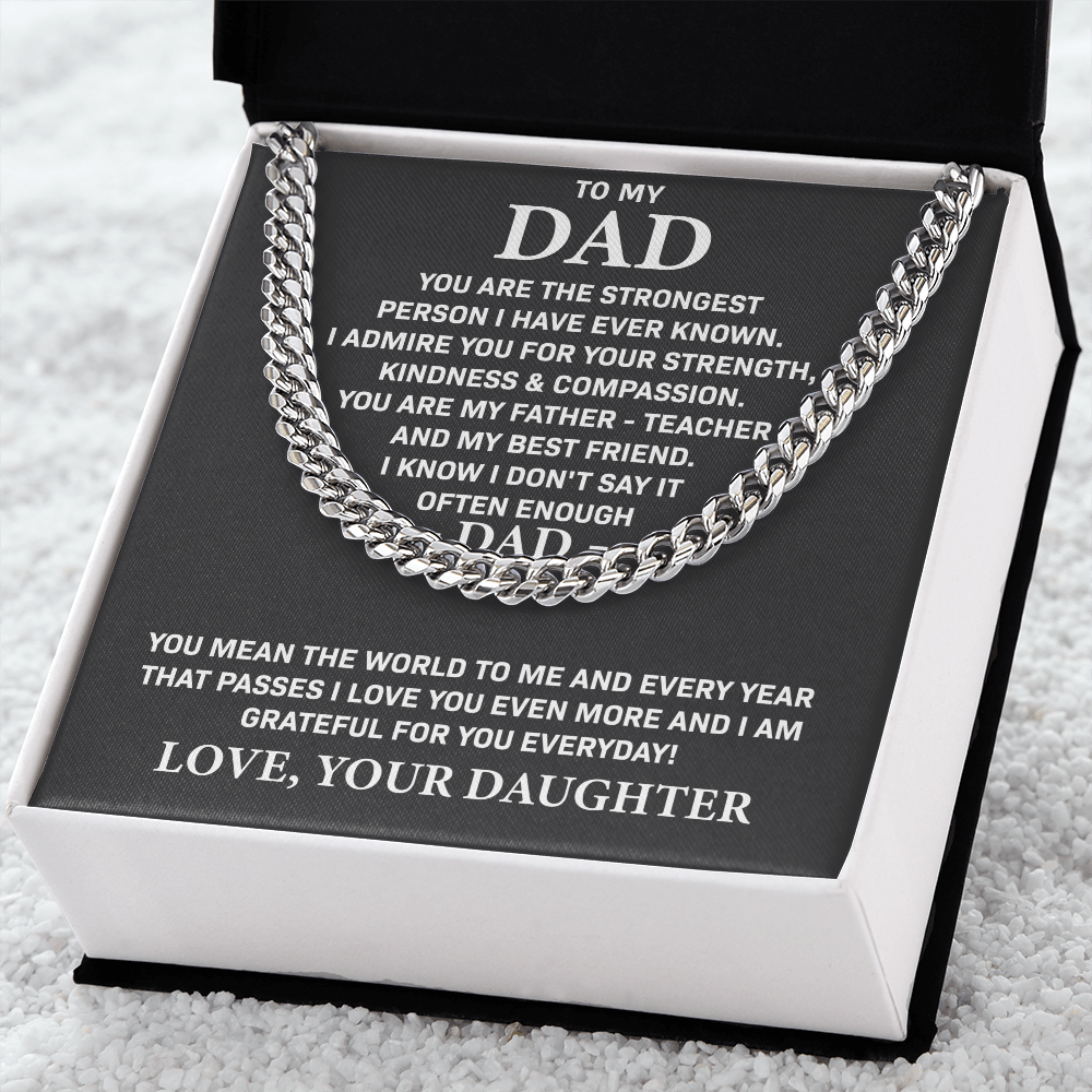 To My Dad - You are my father teacher and my best friend, Gift for Dad, Birthday Gift, Father's Day Gift, Cuban Link Chain Necklace