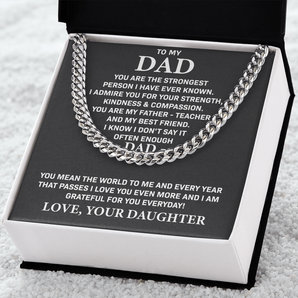 To My Dad - You are my father teacher and my best friend, Gift for Dad, Birthday Gift, Father's Day Gift, Cuban Link Chain Necklace