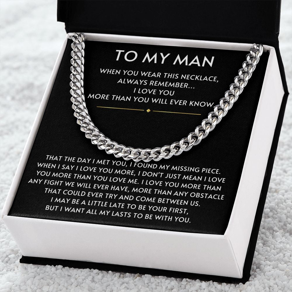 To my Man- Always Remember Cuban Link Chain-Black