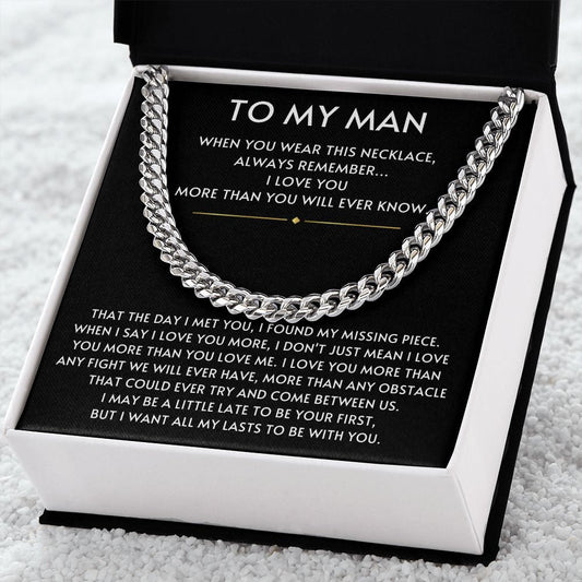 To my Man- Always Remember Cuban Link Chain-Black