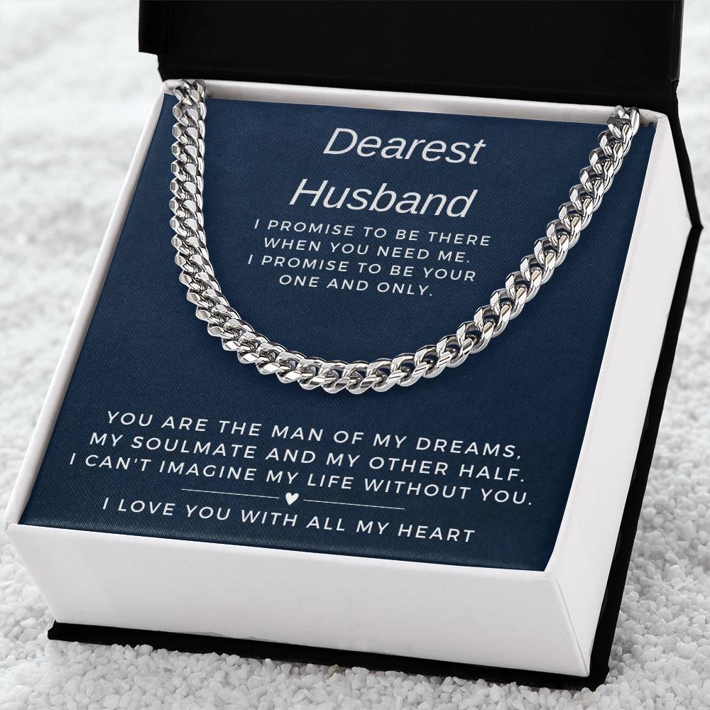 Dearest Husband Cuban Link Chain Necklace for Men