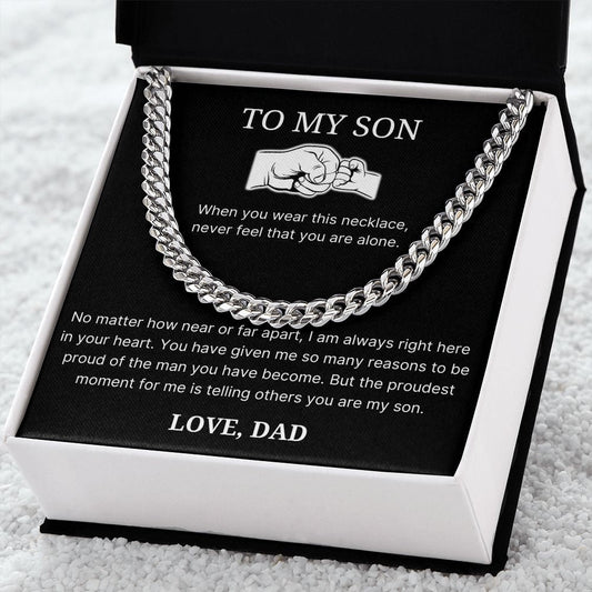 Proud Of The Man You Have Become - Length Adjustable Cuban Link Chain For Son