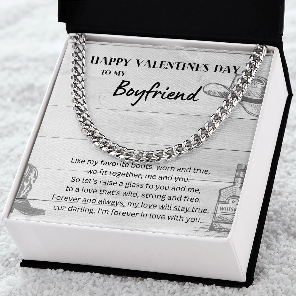 Happy Valentine's Day To My Boyfriend Cuban Link Chain Necklace Gift For Mom, necklace For Wife, Gift For Mother's Day
