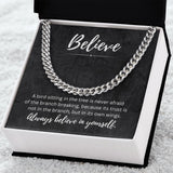 Believe In Yourself Cuban Chain Link Necklace Gift For Mom, necklace For Wife, Gift For Mother's Day