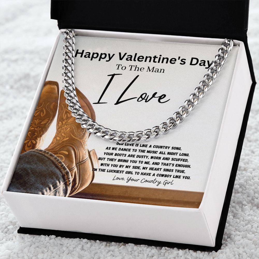 Happy Valentine's Day To The Man I Love Cuban Link Chain Necklace Gift For Mom, necklace For Wife, Gift For Mother's Day