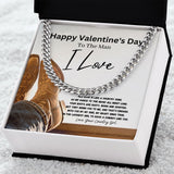 Happy Valentine's Day To The Man I Love Cuban Link Chain Necklace Gift For Mom, necklace For Wife, Gift For Mother's Day
