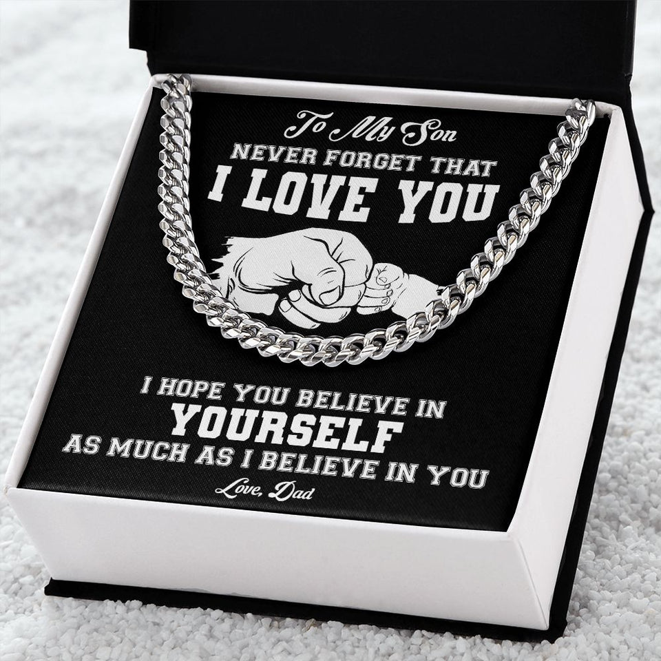 My Son | Never Forget - Cuban Link Chain Gift For Mom, necklace For Wife, Gift For Mother's Day