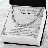 Happy Valentine's Day Darling Cuban Link Chain Necklace Gift For Mom, necklace For Wife, Gift For Mother's Day
