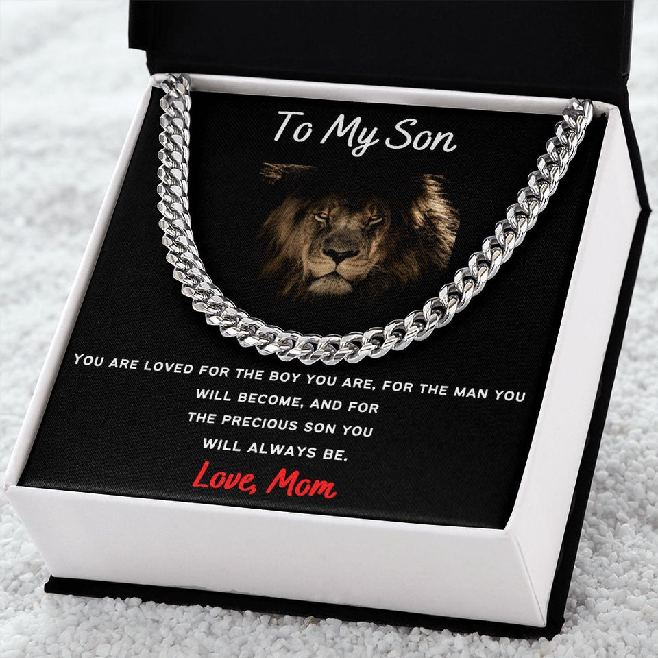 To My Son From Mom - Cuban Necklace Gift For Mom, necklace For Wife, Gift For Mother's Day