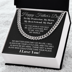 Cuban Link Chain Necklace Gift for Dad - My Dad My World Father's Day Gift, Necklace for Father
