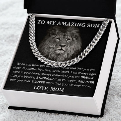 Never Feel That You Are Alone - Length Adjustable Cuban Link Chain For Son