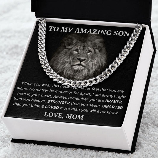 Never Feel That You Are Alone - Length Adjustable Cuban Link Chain For Son