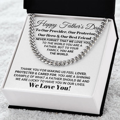 Necklace for Dad Our World Father's Day Necklace, Birthday Gift, Father's Day Gift, Necklace for Father, Cuban Link Chain Necklace
