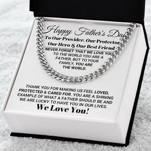 Necklace for Dad Our World Father's Day Necklace, Birthday Gift, Father's Day Gift, Necklace for Father, Cuban Link Chain Necklace