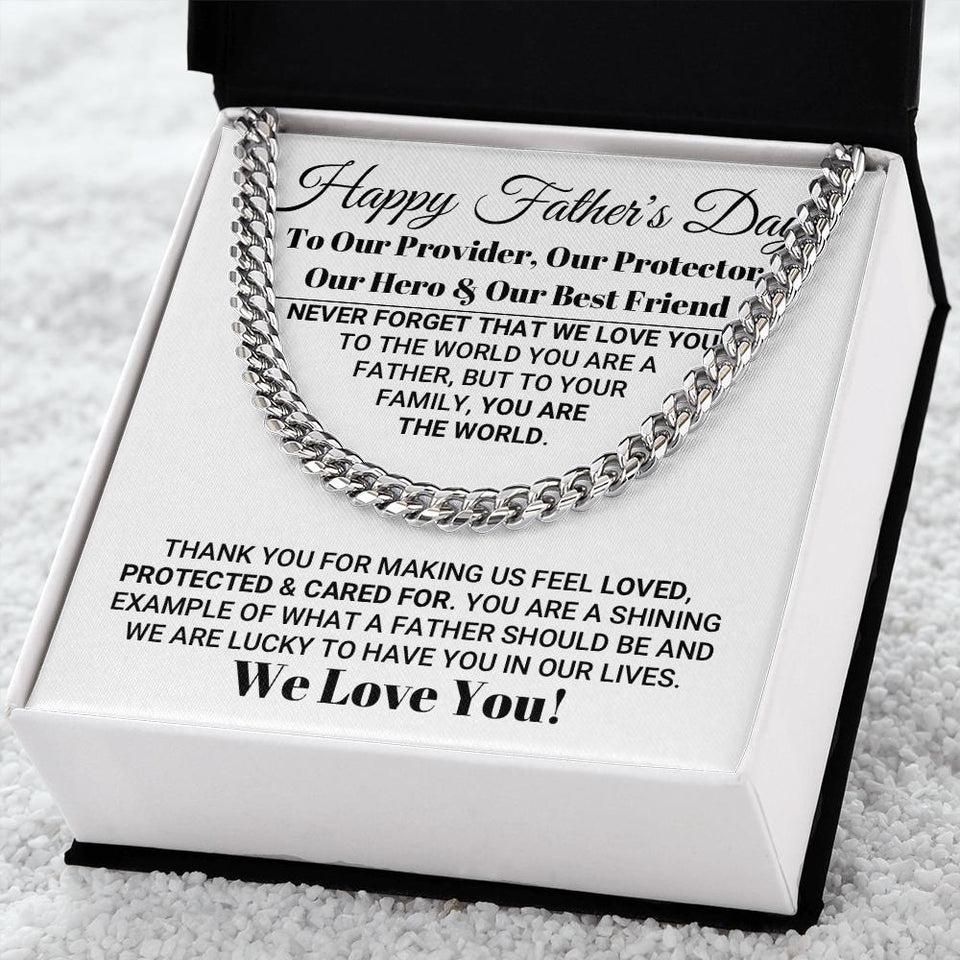 Necklace for Dad Our World Father's Day Necklace, Birthday Gift, Father's Day Gift, Necklace for Father, Cuban Link Chain Necklace
