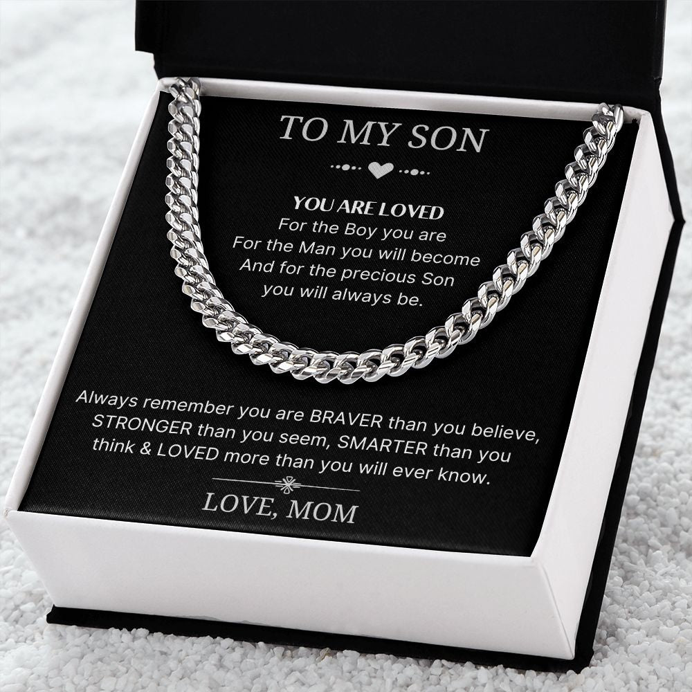 You Are Loved - Length Adjustable Cuban Link Chain For Son