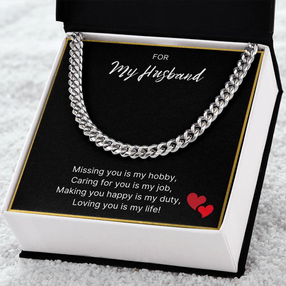 For My Husband necklace, Loving You Is My Life - Cuban Link Chain For Husband