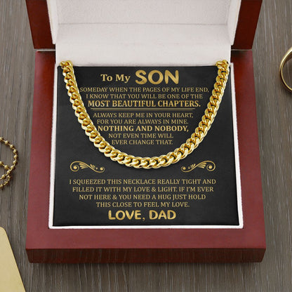 To My Son - Always Keep Me In Your Heart - Cuban Link Necklace, Cuban Link Chain