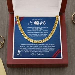 My Dear Baseball Son - Cuban Link Necklace, Cuban Link Chain