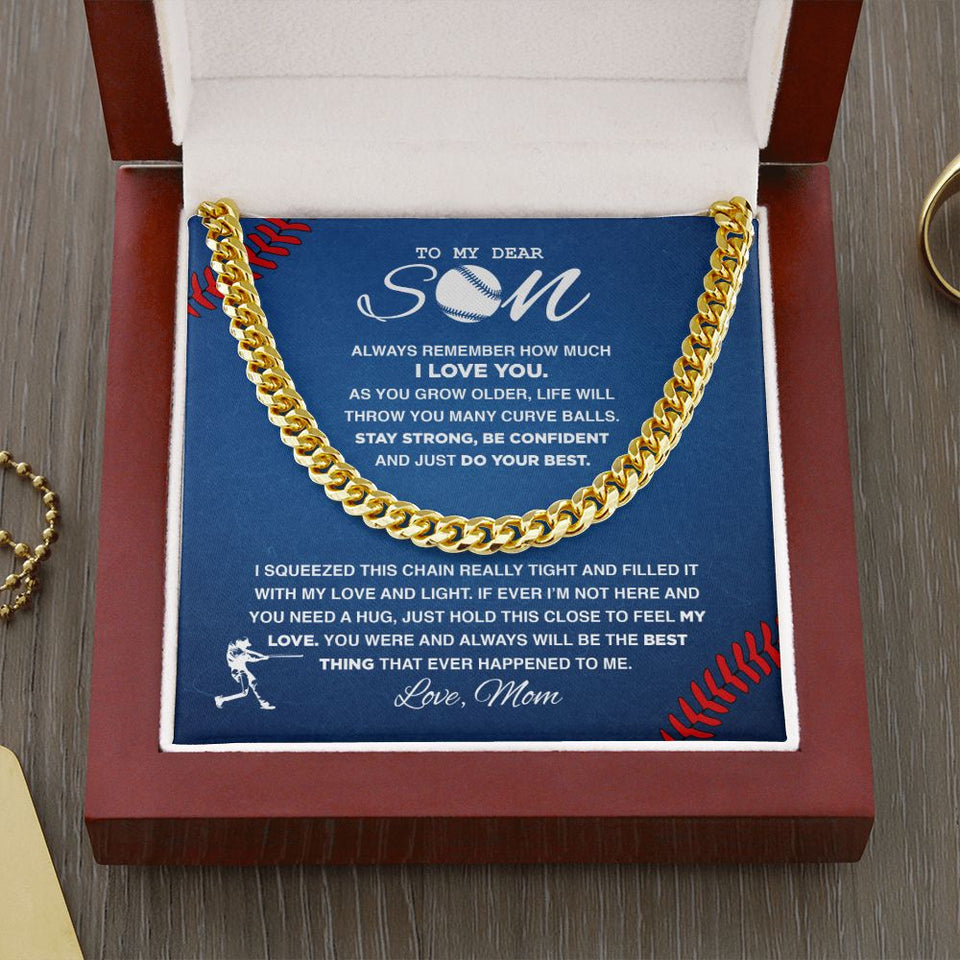 My Dear Baseball Son - Cuban Link Necklace, Cuban Link Chain