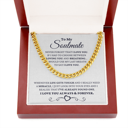 Gift for Soulmate Necklace - I Just Look Into Your Eyes, Necklace For Him, Birthday Gift for Him, Anniversary Gift, Cuban Link Chain
