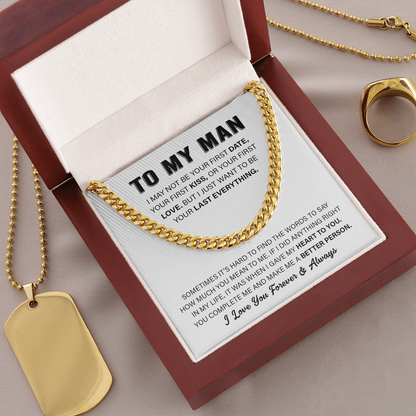To My Man Cuban Link Chain Necklace | Heart To You | Unique Gift for Husband - Boyfriend