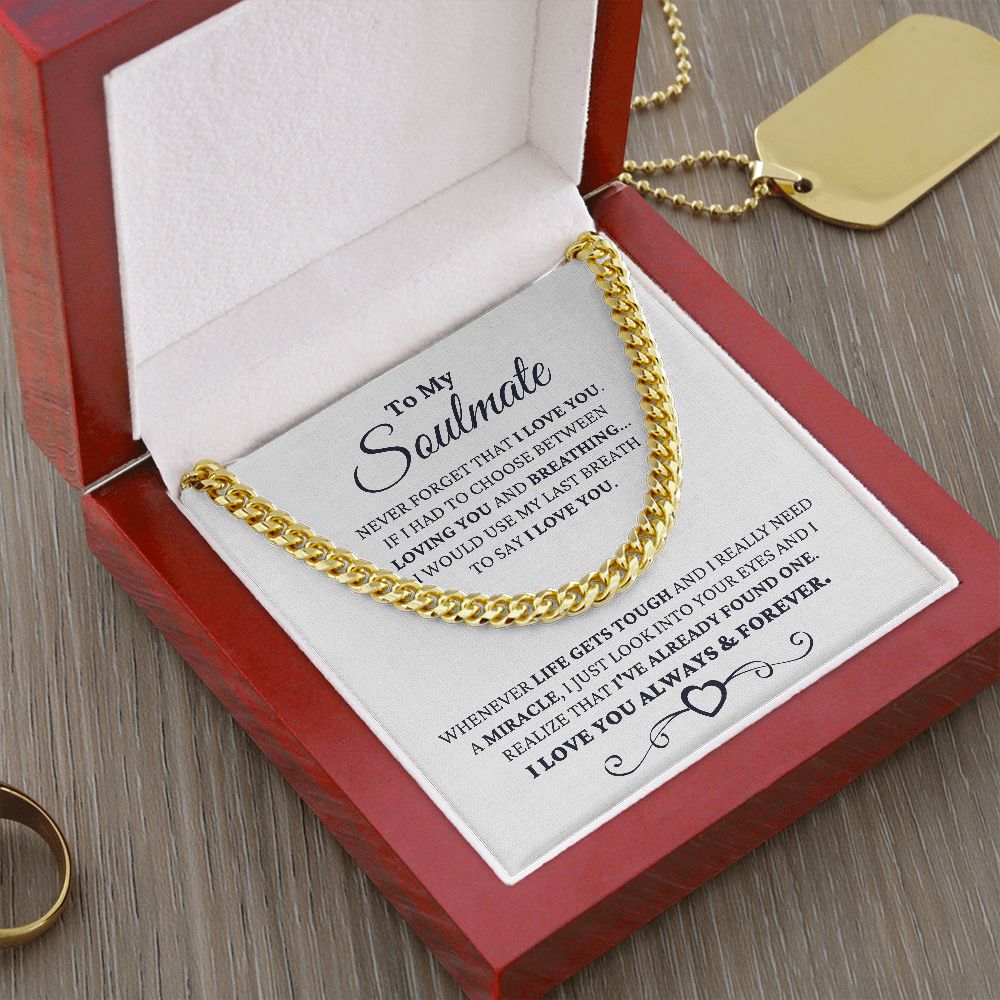 Gift for Soulmate Necklace - I Just Look Into Your Eyes, Necklace For Him, Birthday Gift for Him, Anniversary Gift, Cuban Link Chain