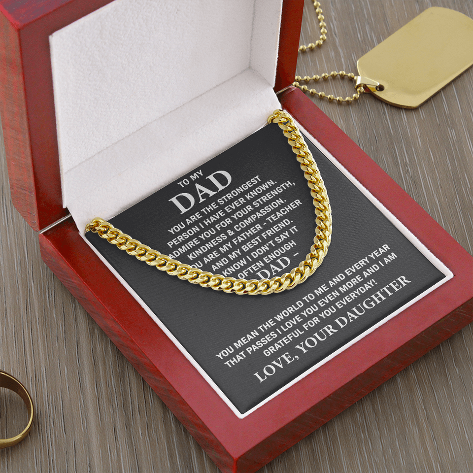 To My Dad - You are my father teacher and my best friend, Gift for Dad, Birthday Gift, Father's Day Gift, Cuban Link Chain Necklace