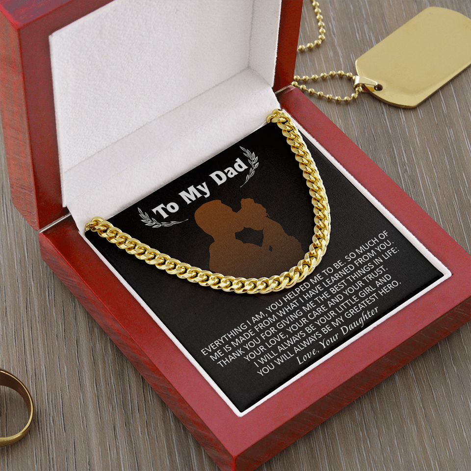 Necklace for Dad From Daughter, You Will Always Be My Greatest Hero, Birthday Gift, Father's Day Gift for Dad, Cuban Link Chain Necklace
